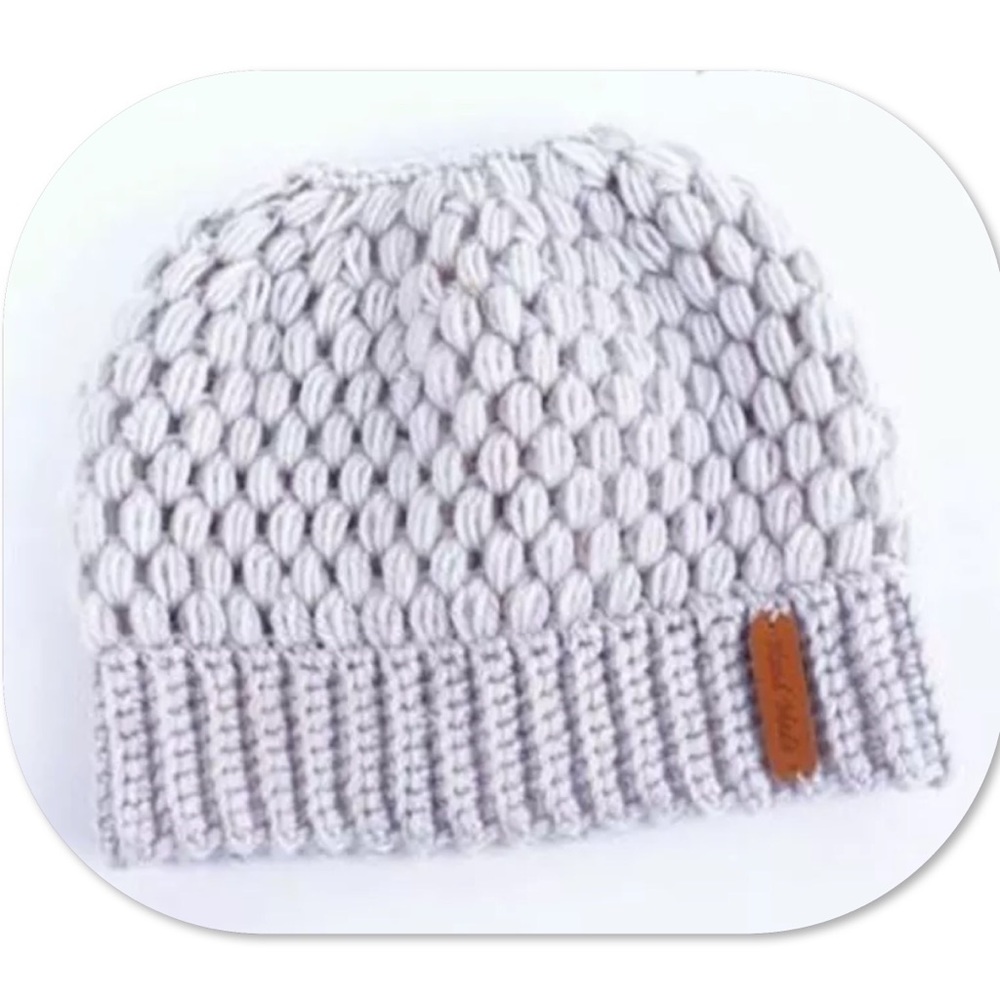 Ponytail Stretch Knit Beanie - Picture 2 of 3